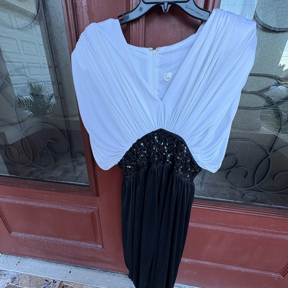 Elegant Black and White Evening Dress